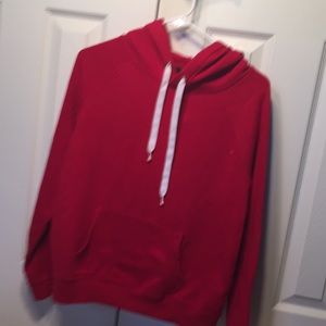 basic red hooded sweatshirt